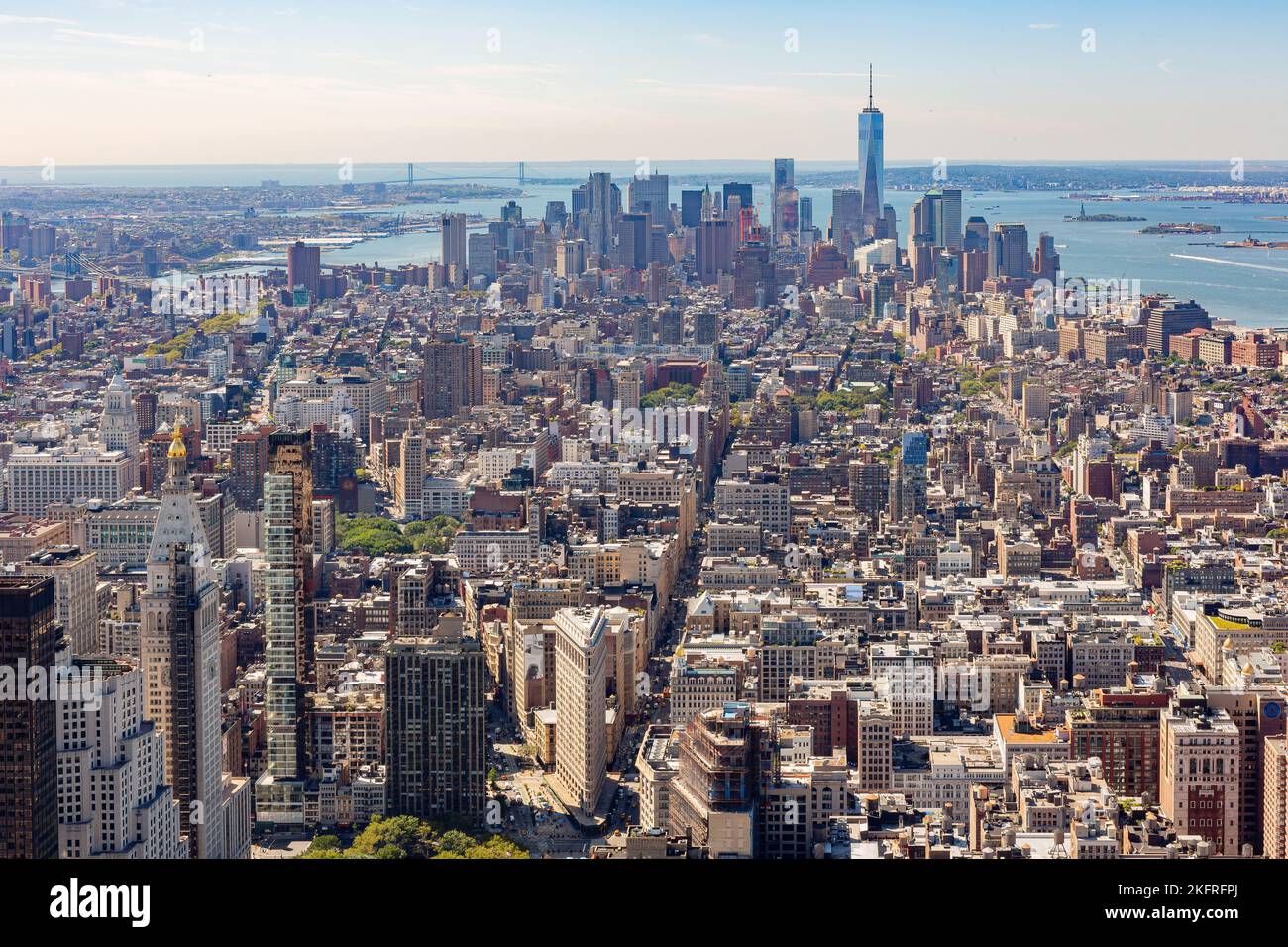 Luftaufnahme des Stadtbildes von New York City in New York Stockfoto