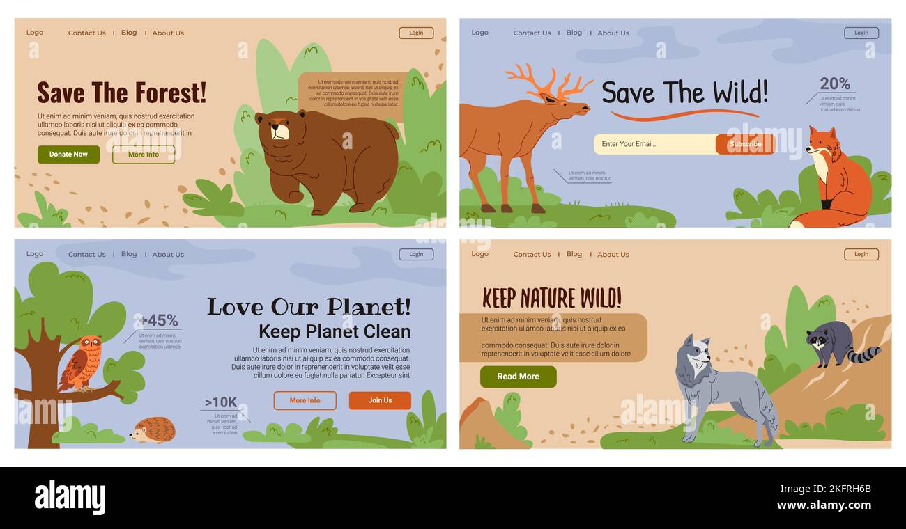 Speichern Sie Waldtiere Konzept auf Web-Banner gesetzt Stock Vektor