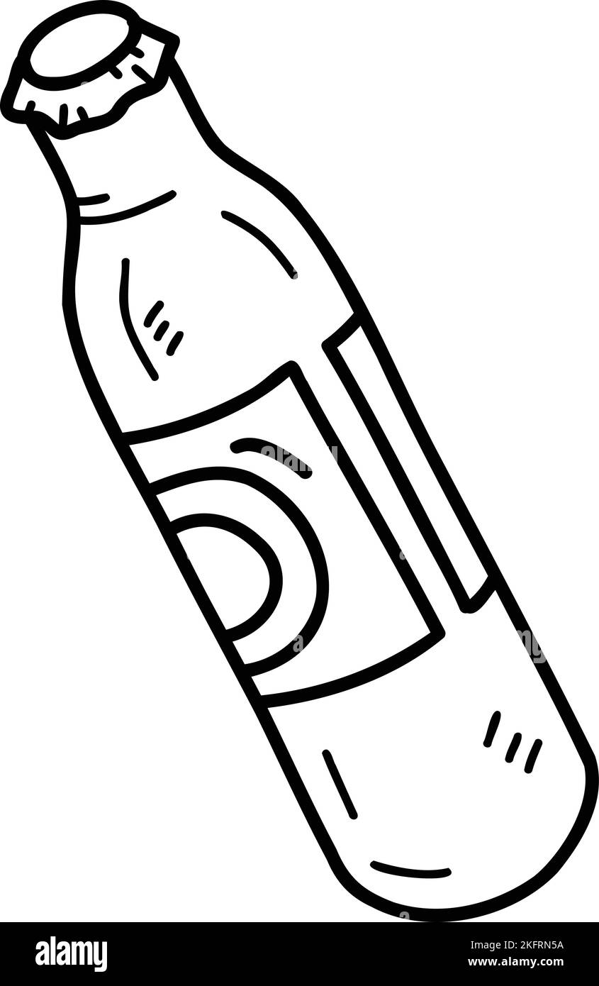 Handgezeichnete Illustration der Softdrink-Flasche isoliert auf dem Hintergrund Stock Vektor