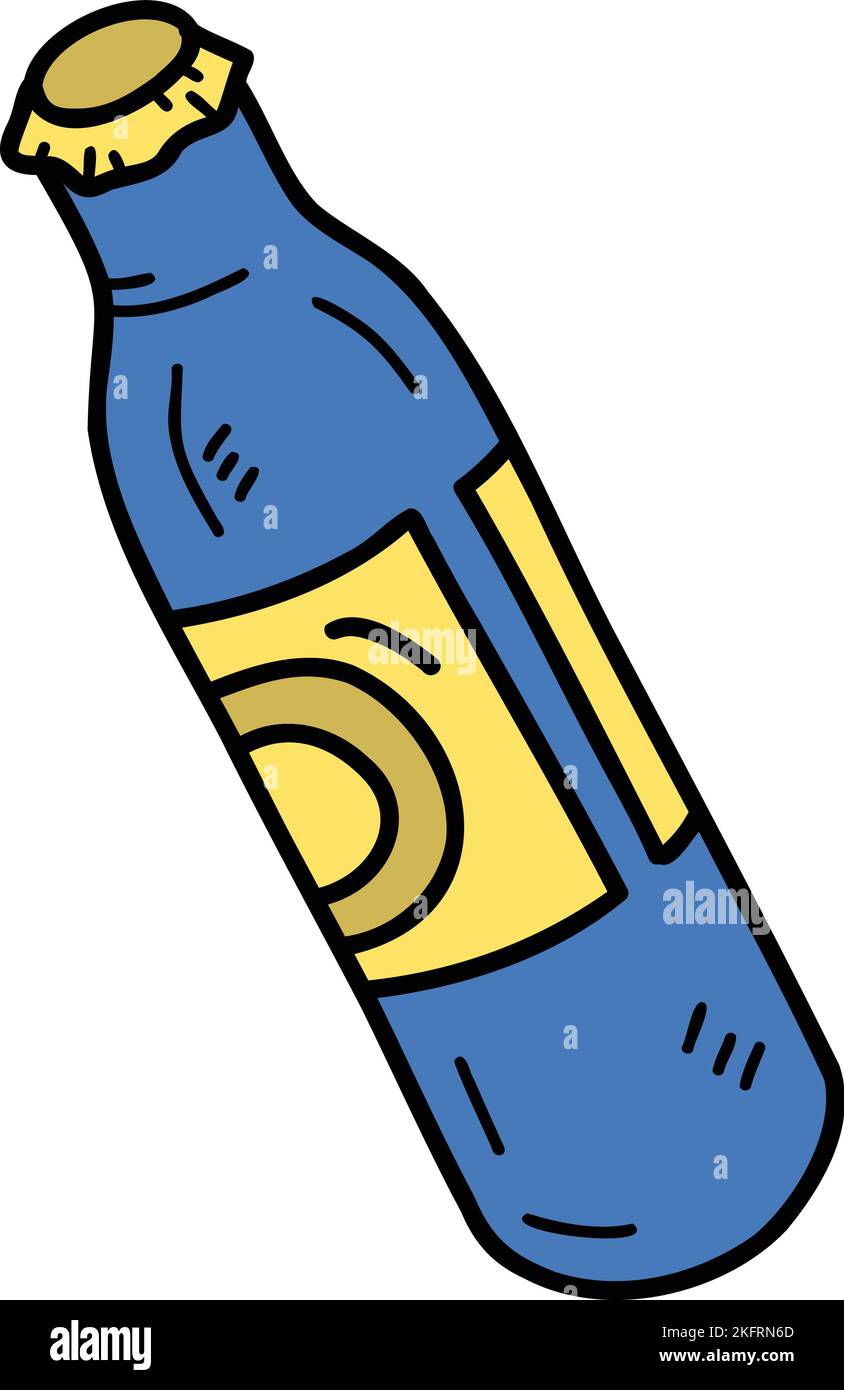 Handgezeichnete Illustration der Softdrink-Flasche isoliert auf dem Hintergrund Stock Vektor