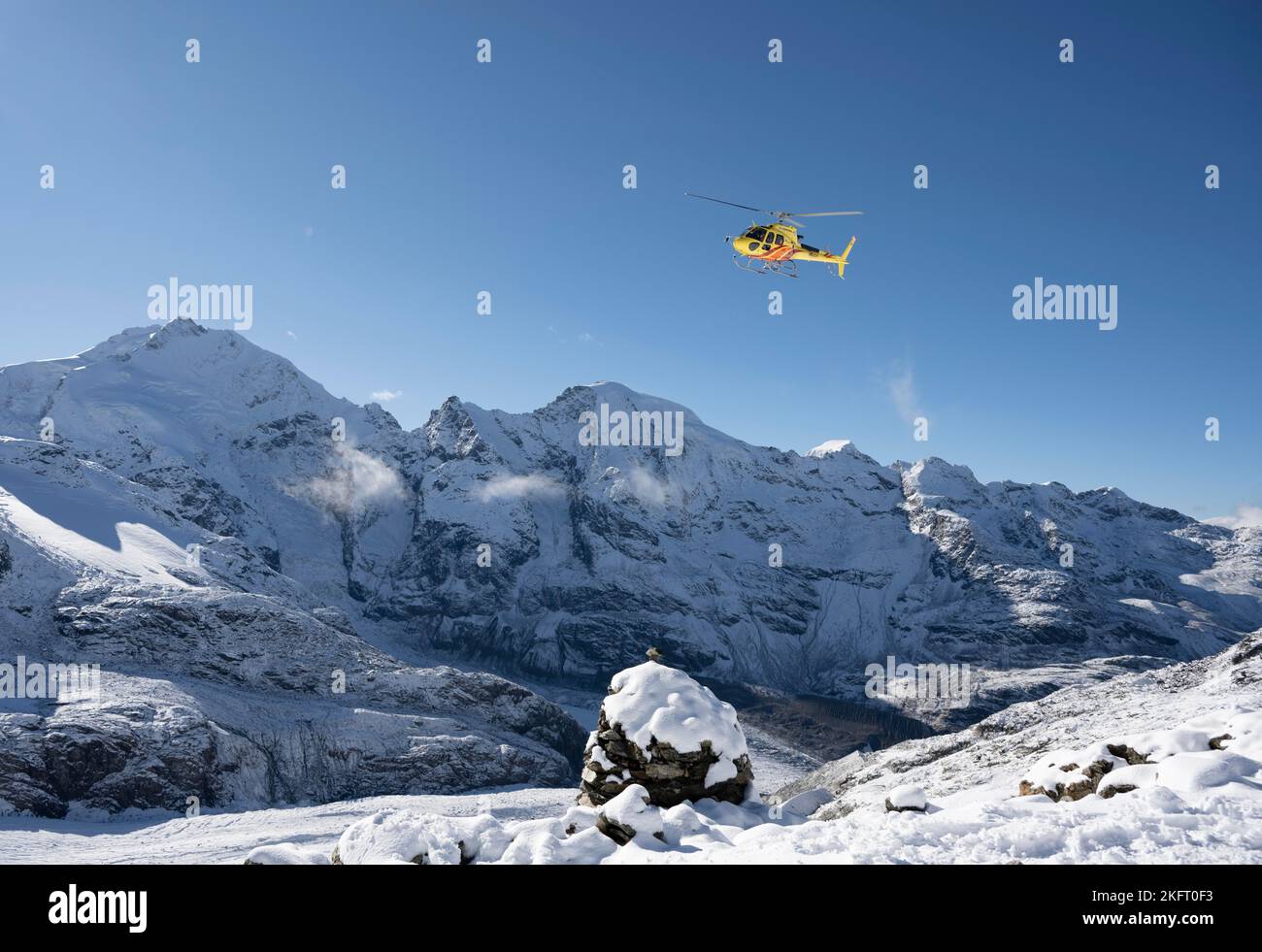 Helikopter auf der Diavolezza, Engadin, Schweiz, Europa Stockfoto