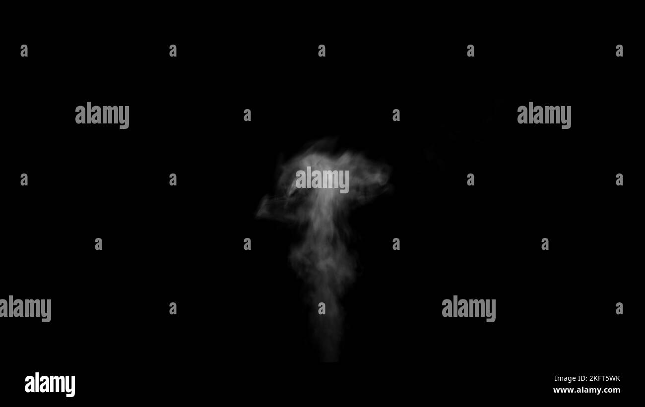 Rauch, Dampf, Writhing, Wirbeln, Aufstehen auf schwarzem Hintergrund, Zeitlupe, 4K. Perfekter Rauch Dampf Duft Weihrauch. Rauchhintergrund Stockfoto