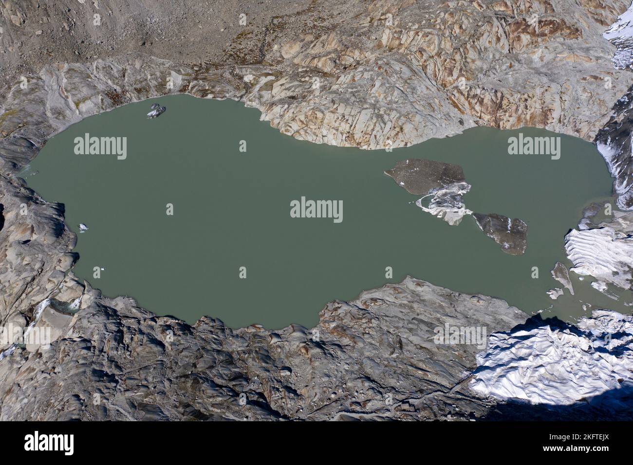 Gletschersee am Fuße des Rhonegletschers, Gletsch, Urner Alpen, Wallis, Schweiz Stockfoto