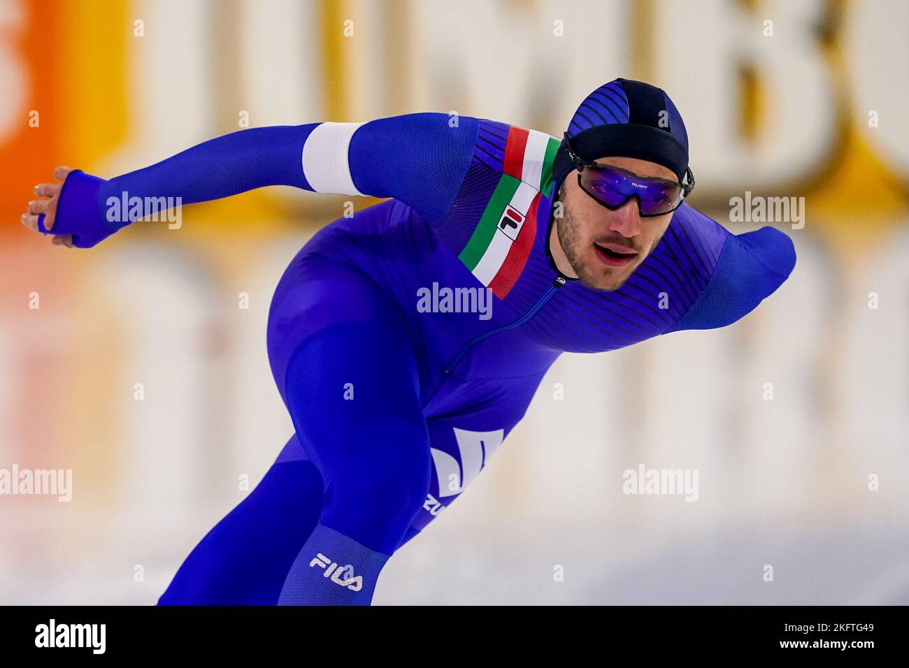 HEERENVEEN, NIEDERLANDE - 20. NOVEMBER: Francesco Betti aus Italien, der am 20. November 2022 in Heerenveen, Niederlande, in der Männer-B-Gruppe 1500m während der Speedskating-Weltmeisterschaft 2 in Thialf antrat (Foto: Andre Weening/Orange Picles) Stockfoto