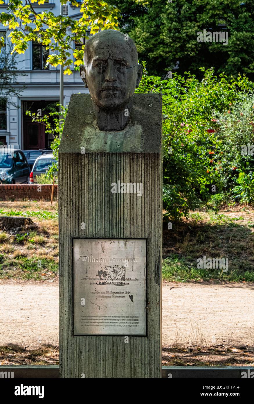 Memorial Wilhelm Leuschner, Leuschnerdamm, Kreuzberg, Berlin. Ein sozialdemokratischer Politiker war gegen den Nationalsozialismus und wurde 1944 hingerichtet Stockfoto