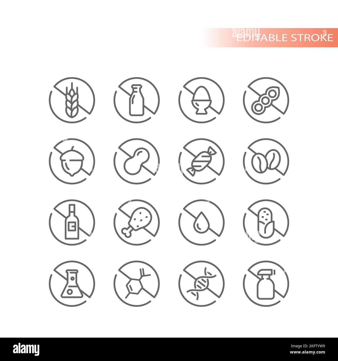 Symbole für Lebensmittelzutaten und Allergen. Gluten-, Laktose- und ...
