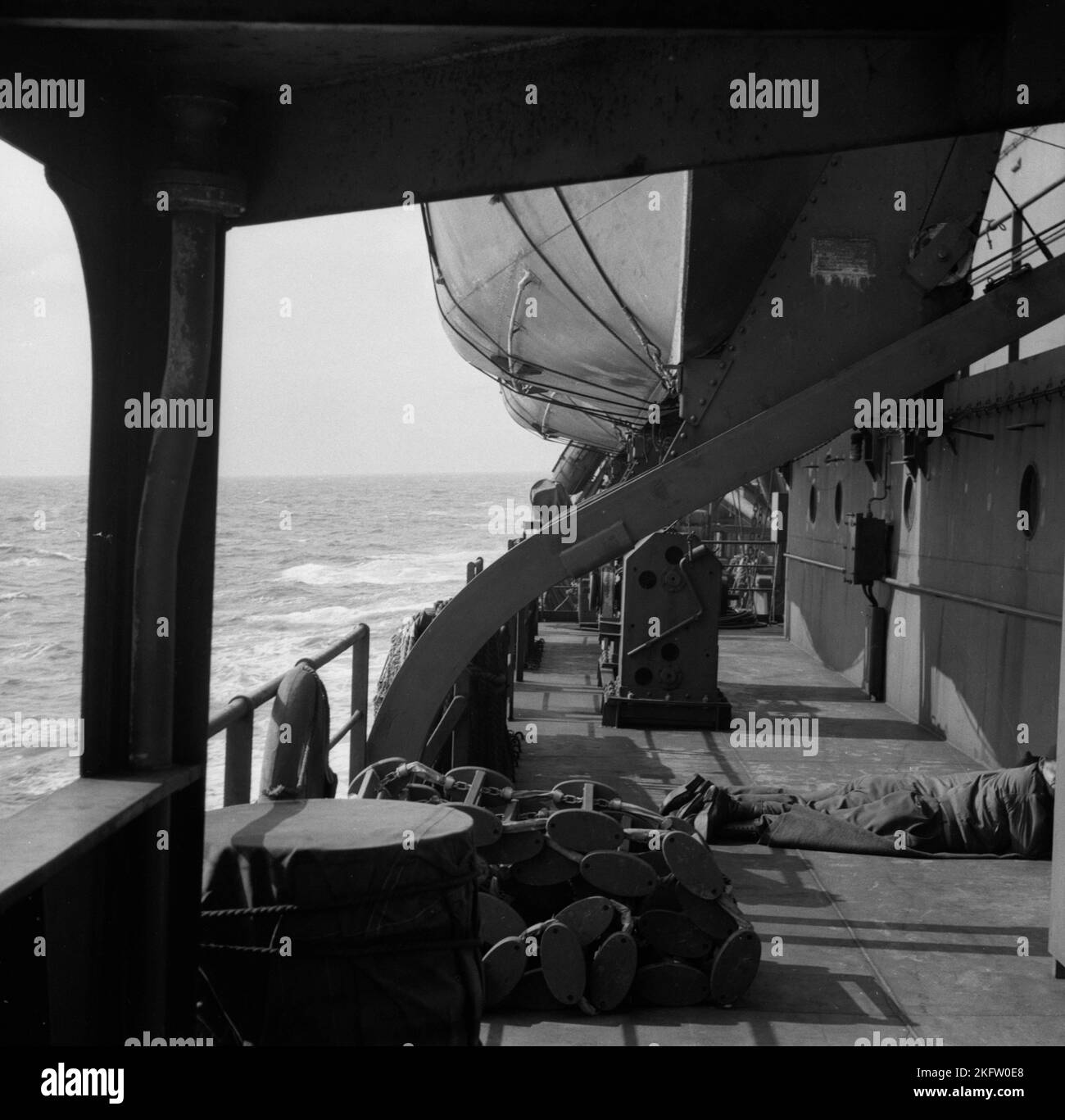 Veteranen der United States Army kommen nach dem Zweiten Weltkrieg auf dem Elgin Victory Schiff nach Hause SS Elgin Victory, ein von Permanente Metals gebautes Schiff vom Typ VC2-S-AP2 Victory Stockfoto