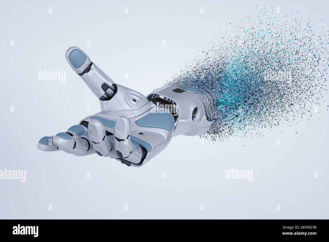Roboter android Hand Willkommensgeste. 3D Abbildung Stockfoto