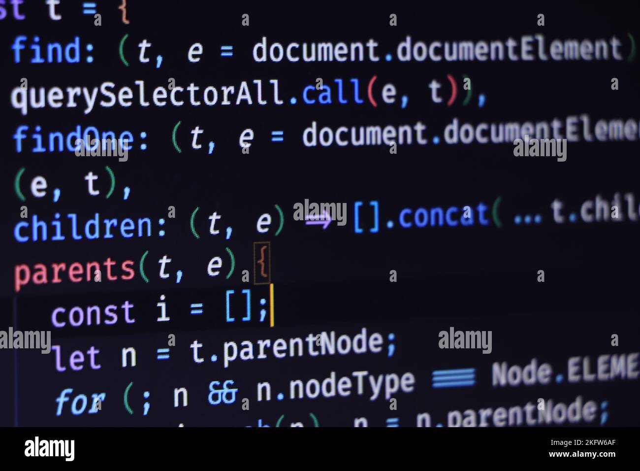 PHP Programmiersprache auf dem Computerbildschirm. Überwachen Sie das Technologiekonzept. Hintergrund des Programmcodes. Web-Entwicklungskonzept Stockfoto