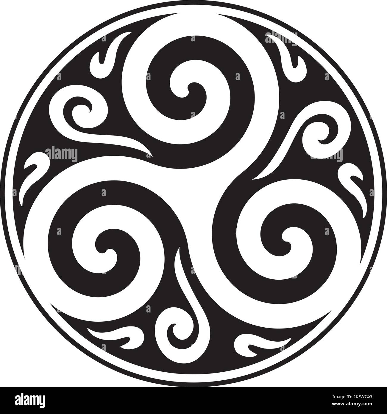 Keltischer Knoten und Triskelion Kreis - keltisches Symbol - Dreifaltigkeit - Heilige Geometrie - Energie Stock Vektor