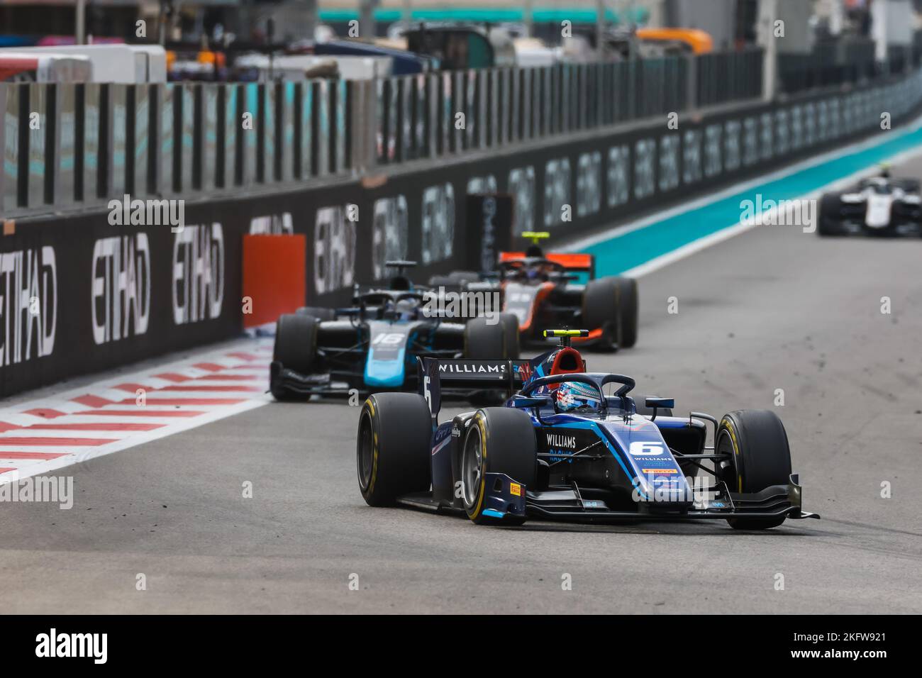 06 SARGEANT Logan (usa), Carlin, Dallara F2, Aktion während des 14.. Rennens der FIA Formula 2 Championship 2022, vom 18. Bis 20. November 2022 auf dem pas Marina Circuit, in Yas Island, Abu Dhabi - Foto: Sebastian Rozendaal/DPPI/LiveMedia Stockfoto