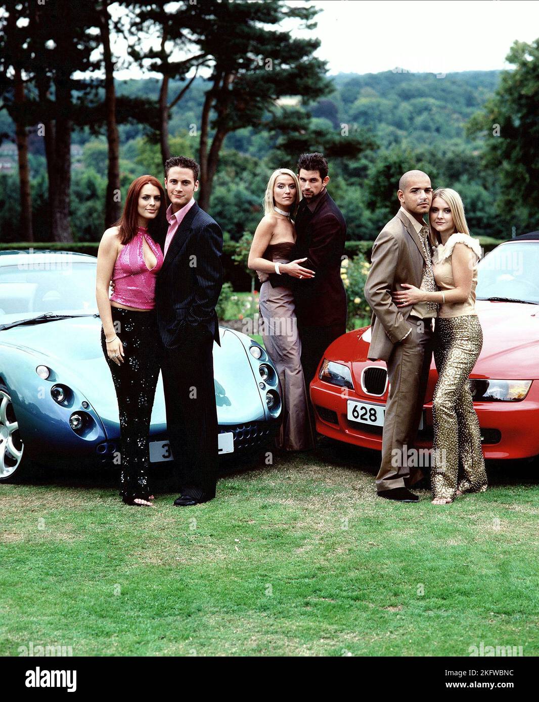 SUSIE AMY, GARY LUCY, ZOE LÜCKER, CRISTIAN SOLIMENO, NATHAN CONSTANCE, KATHERINE MONAGHAN, Ehefrauen Footballers', 2002 Stockfoto