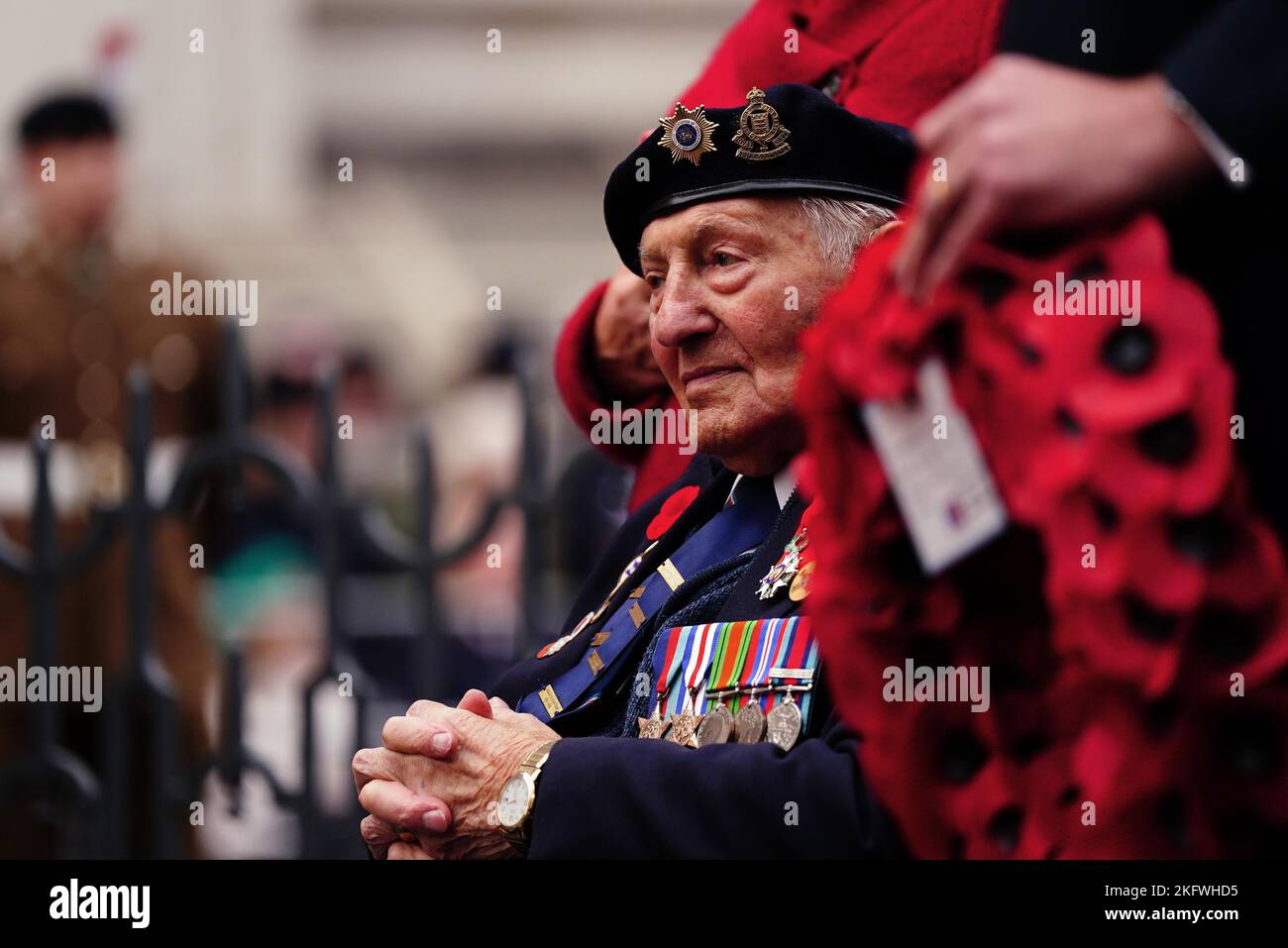 Veteranen während der jährlichen Parade der Vereinigung jüdischer Ex-Soldaten und Frauen im Cenotaph in Whitehall, London. Bilddatum: Sonntag, 20. November 2022. Stockfoto