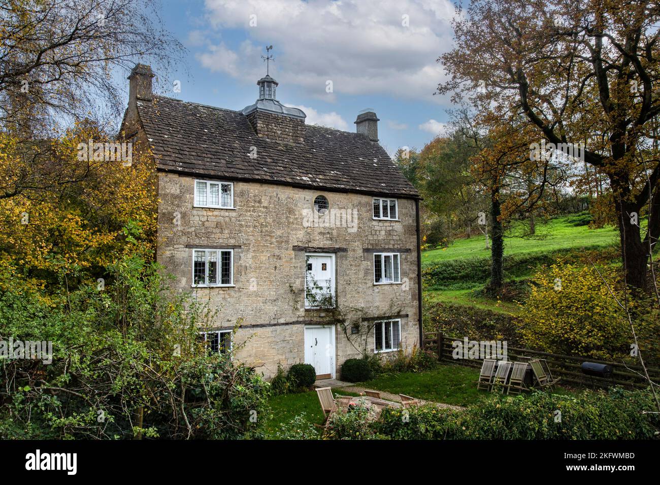 Grist Mill, Owlpen Monor Estate, Gloucestershire, England, Großbritannien Stockfoto