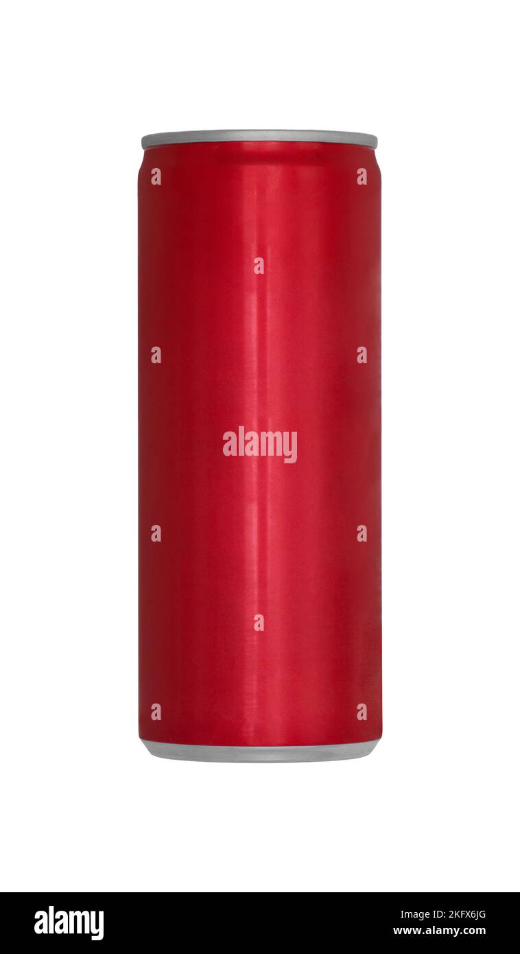 Red Soda Drink kann von der Seite isoliert auf weißem Hintergrund Stockfoto