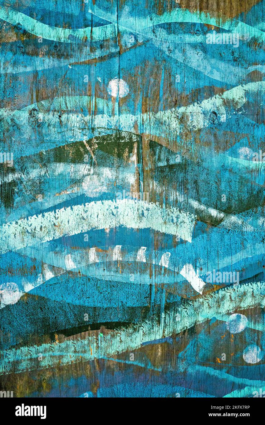 Wellenmuster auf Holzzaun gemalt Stockfoto Wellenmuster auf Holzzaun gemalt Stockfoto