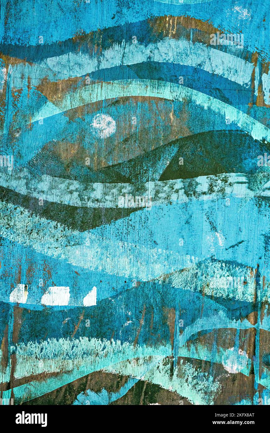 Wellenmuster auf Holzzaun gemalt Stockfoto Wellenmuster auf Holzzaun gemalt Stockfoto