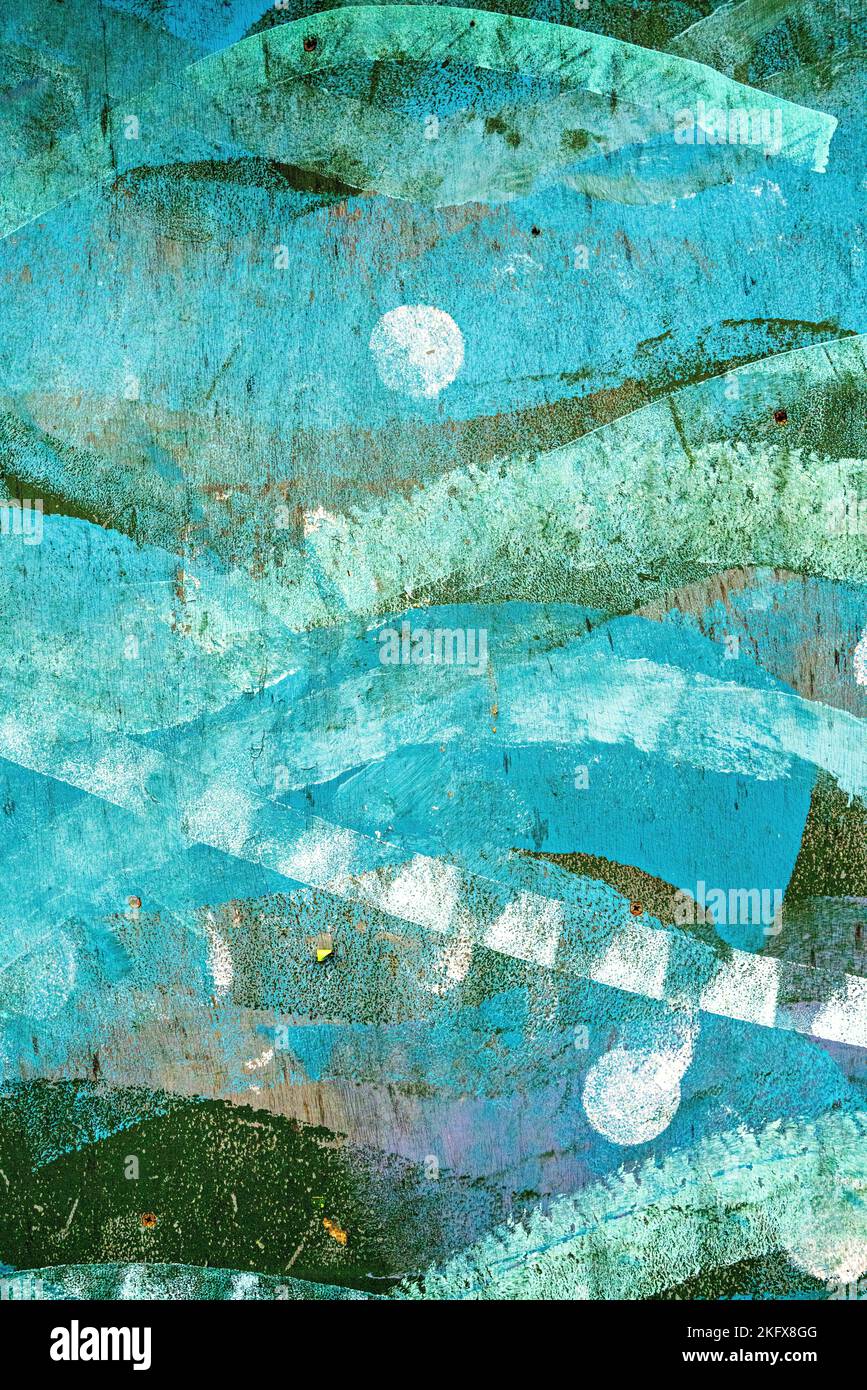 Wellenmuster auf Holzzaun gemalt Stockfoto Wellenmuster auf Holzzaun gemalt Stockfoto