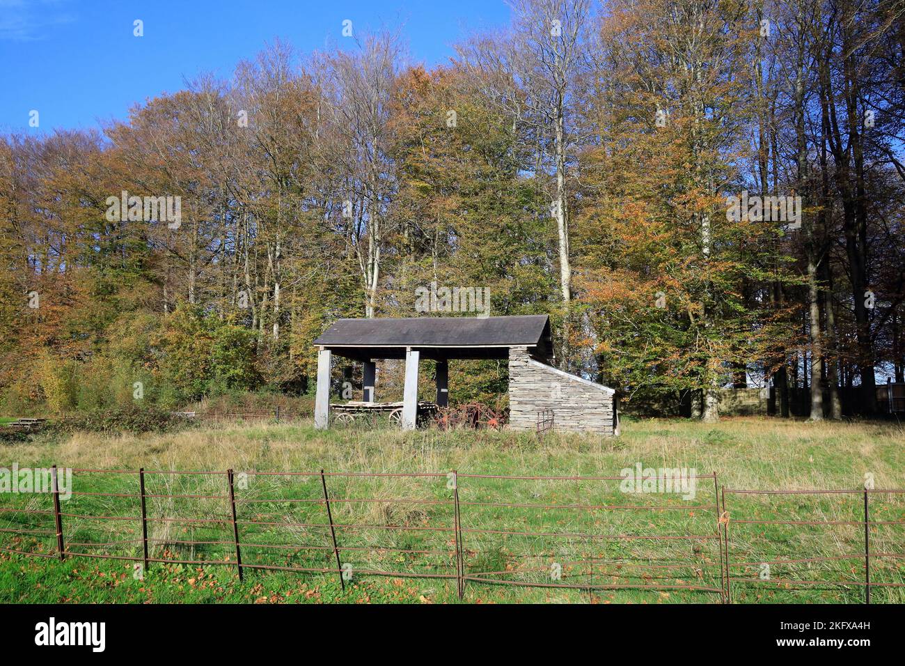 Maentwrog Hayshed, Schiefer, St. Fagans National Museum of Histor. Amgueddfa Werin Cymru. Aufgenommen Im November 2022. Herbst. Stockfoto