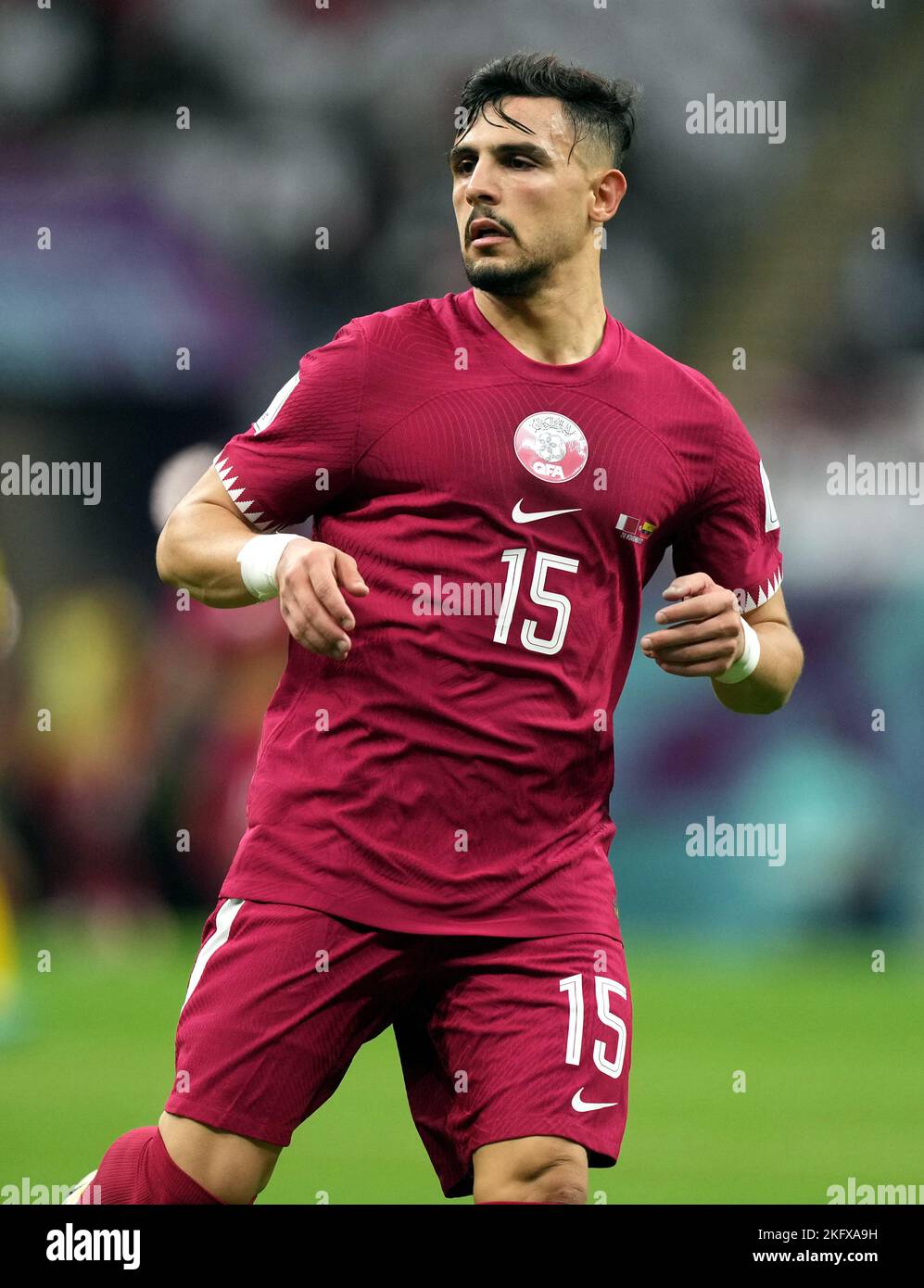 Der Qatar Bassam Al-Rawi während des FIFA World Cup Group A-Spiels im Al Bayt Stadium, Al Khor. Bilddatum: Sonntag, 20. November 2022. Stockfoto