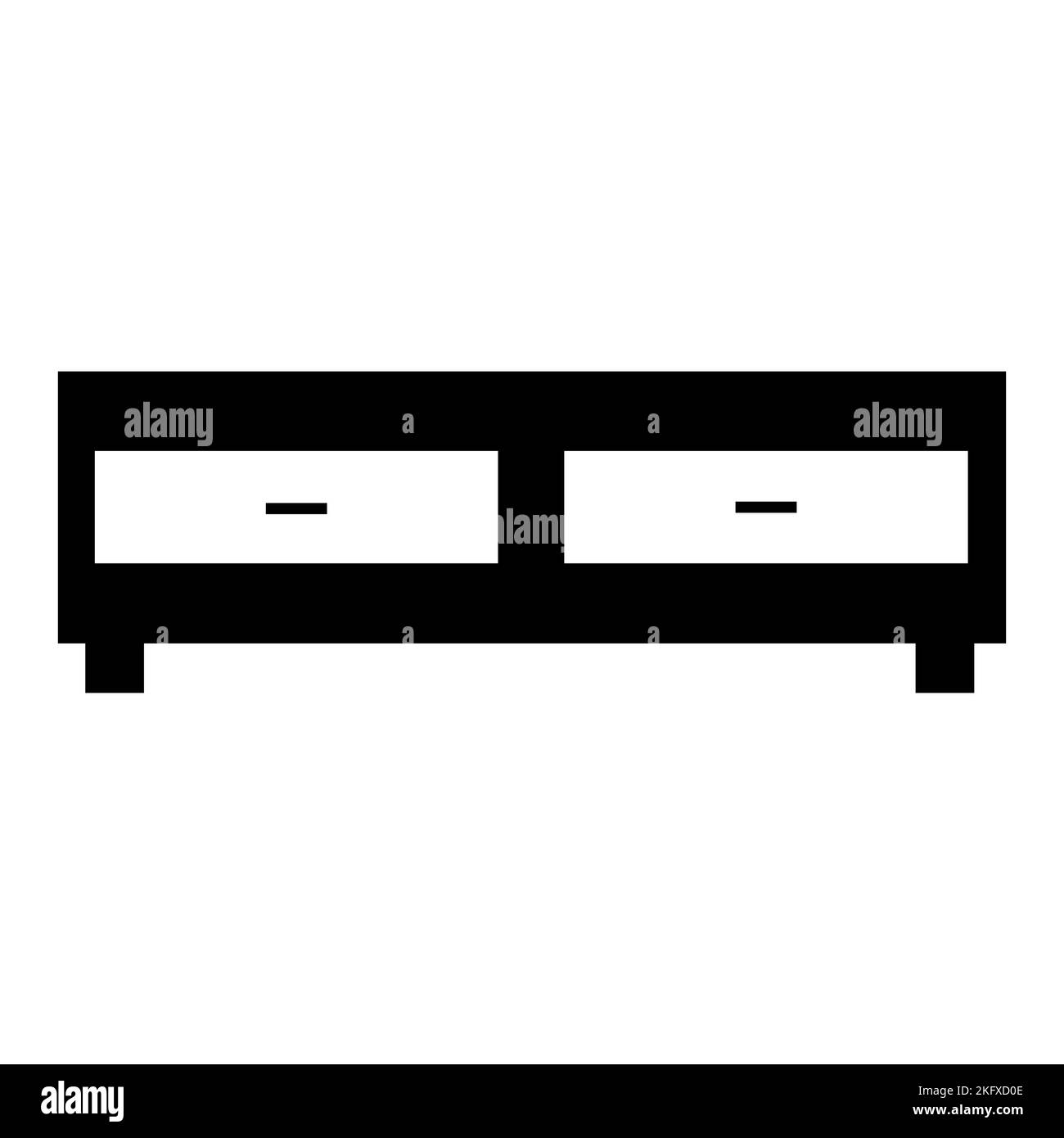 Möbelschrank, Haushaltsschublade, Tischdesign flache Vektor-Illustration. Wohndesign-Element aus natürlichen Materialien. Flacher Vektorstil Stock Vektor