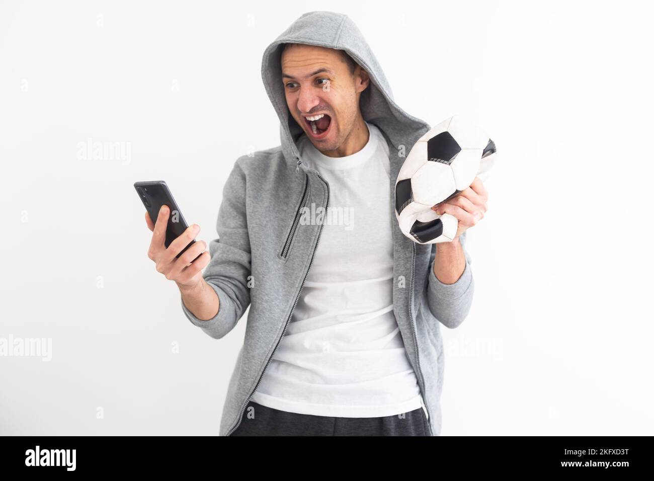 Fan Sport Player feiert im Hintergrund Stockfoto