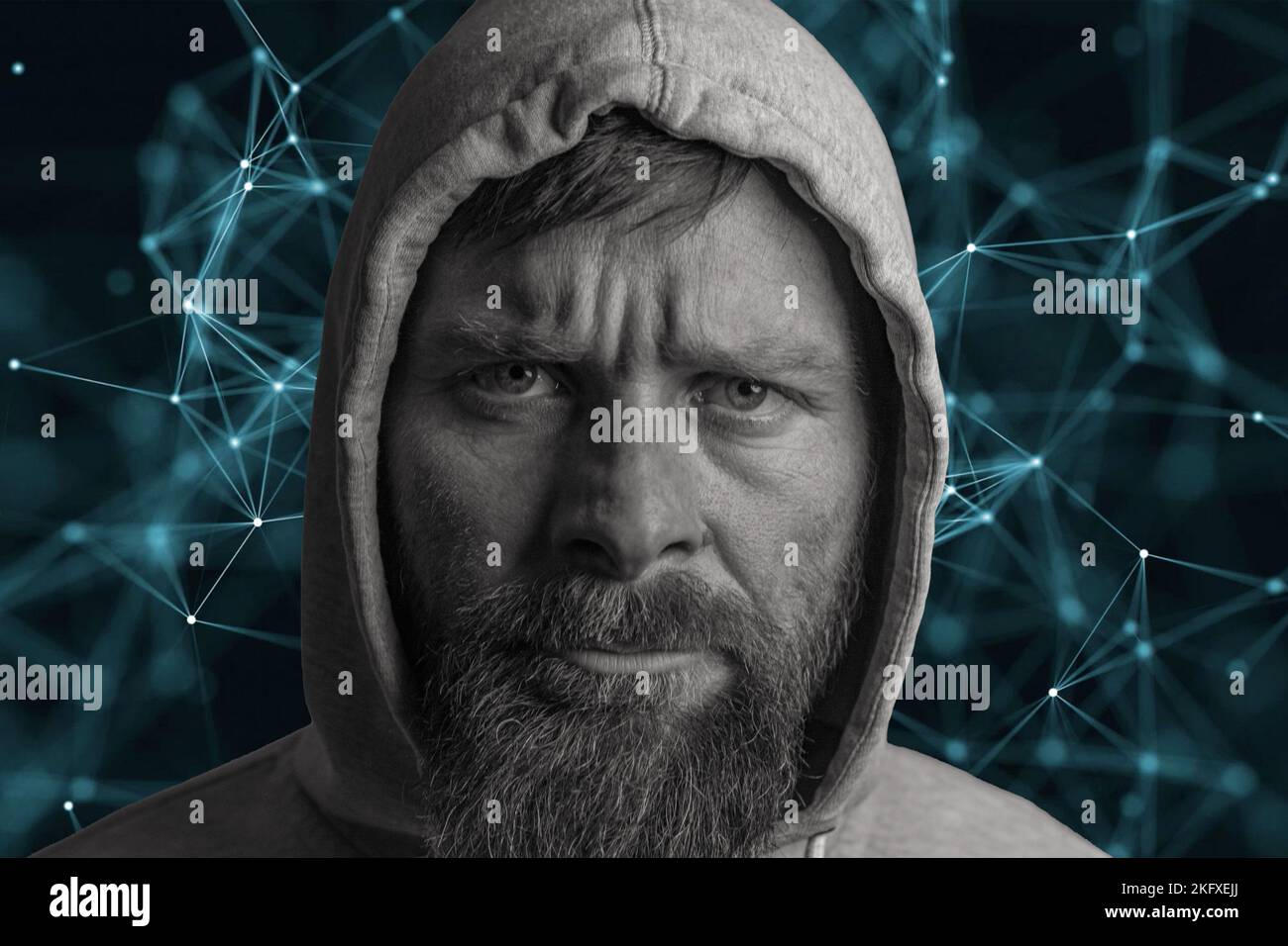 Hacker Nahaufnahme digitale Welt Metaverse Hintergrund Stockfoto