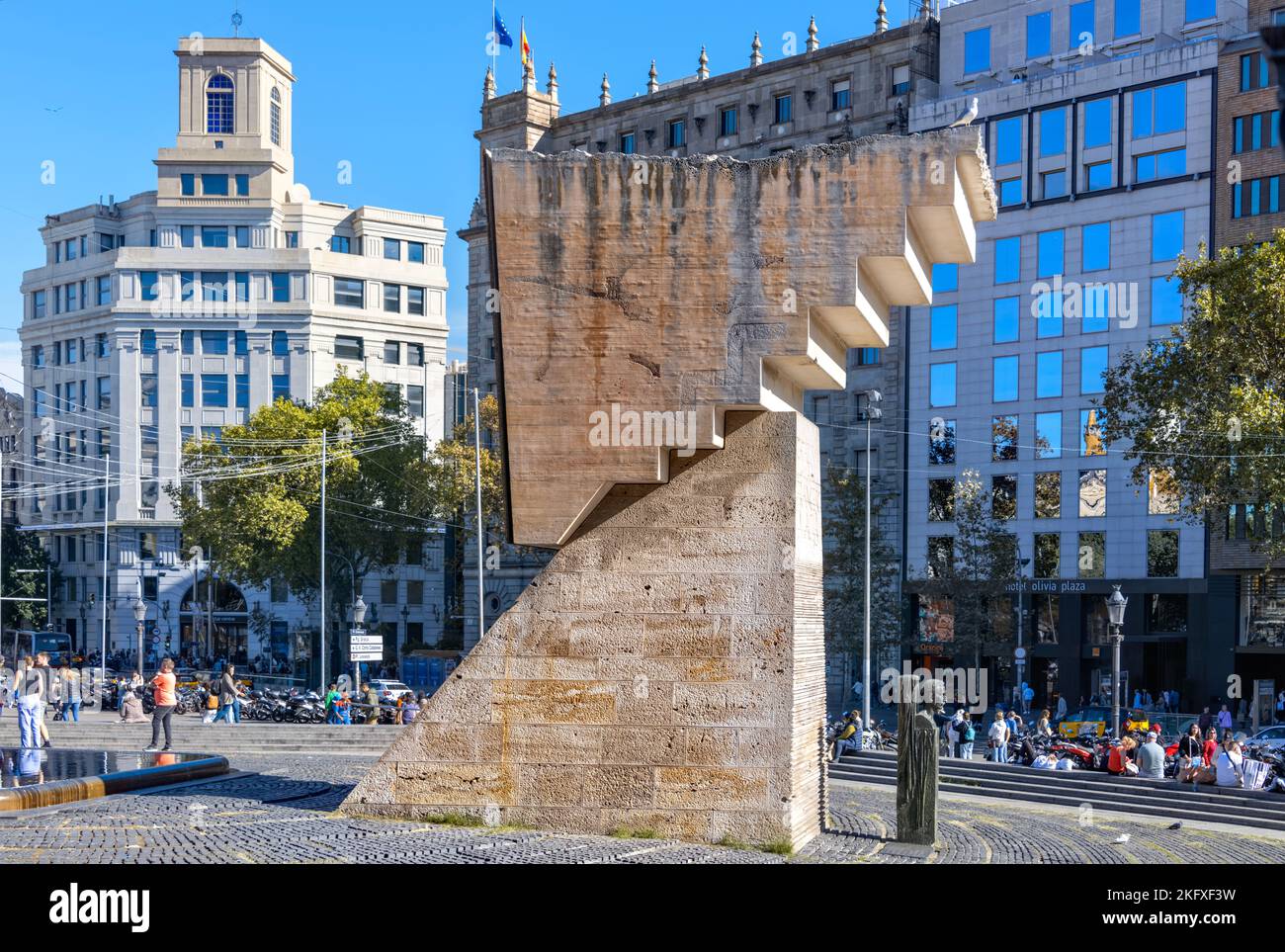 Denkmal für Francesc Macia, Placa de Catalonia, Barcelona, Spanien, November 2022 Stockfoto