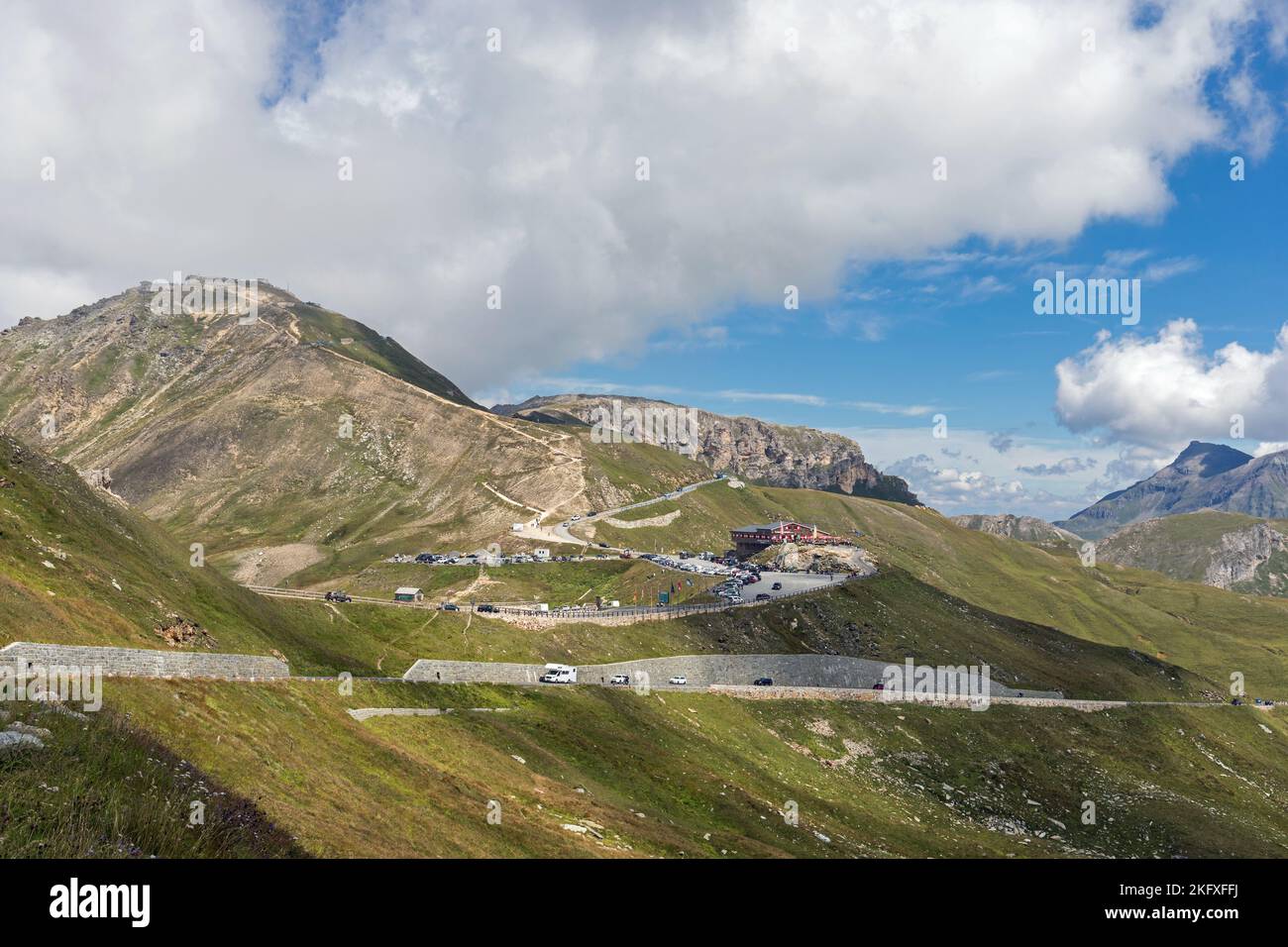 Großglockner Hochalpenstraße, Österreich. Blick Richtung Edelweißspitze. Stockfoto