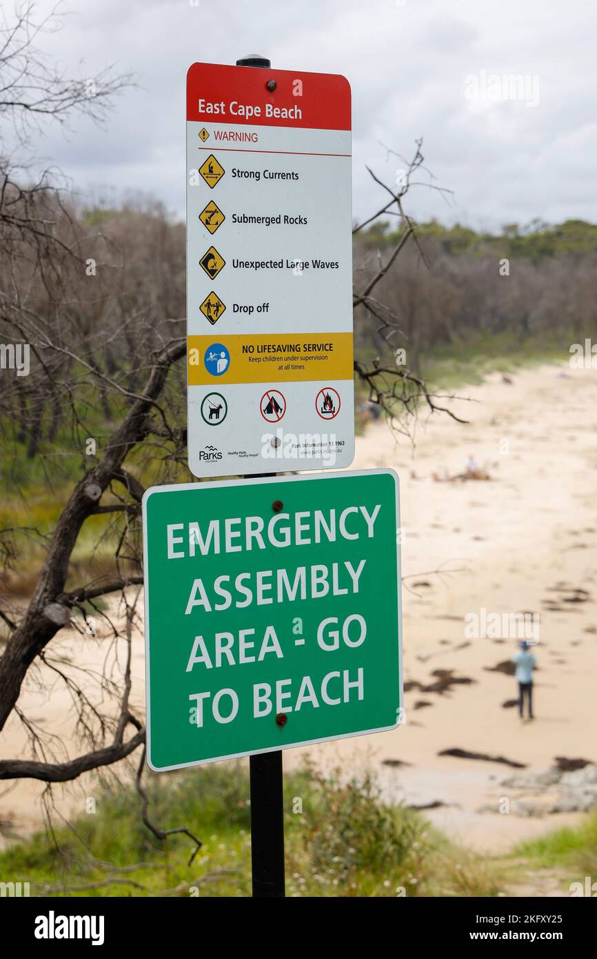 Schild für den Bereich der Notfallmontage, Cape Conran Coastal Park, Victoria, Australien Stockfoto