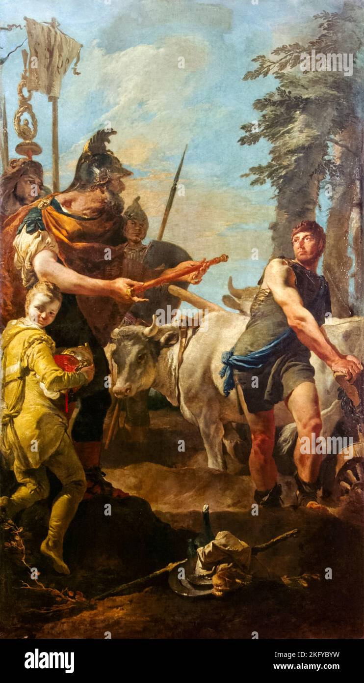 Diktatur, die Cincinnatus von Giovanni Battista Tiepolo (1696-1770) angeboten wurde, gemalt in1730. Stockfoto