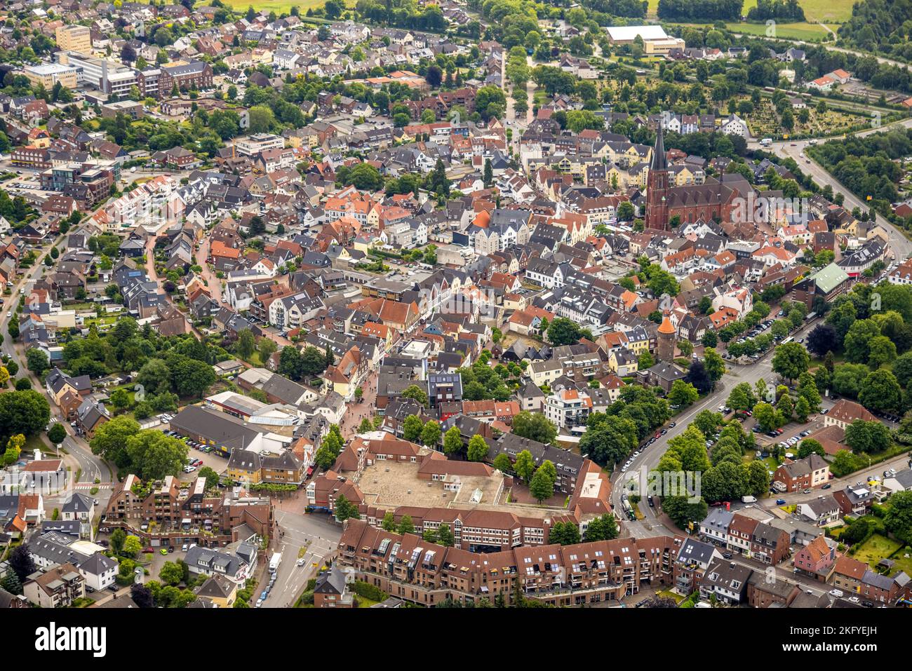 Luftaufnahme, Altstadt mit katholischer Kirche St. Sixtus, Halternstadt, Haltern am See, Ruhrgebiet, Nordrhein-Westfalen, Deutschland, Altstadt, Altstadt vi Stockfoto