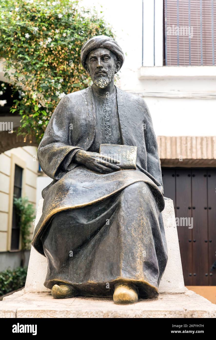 Statue des jüdischen Philosophen Maimonideds Cordoba, Andalusien, Spanien Stockfoto