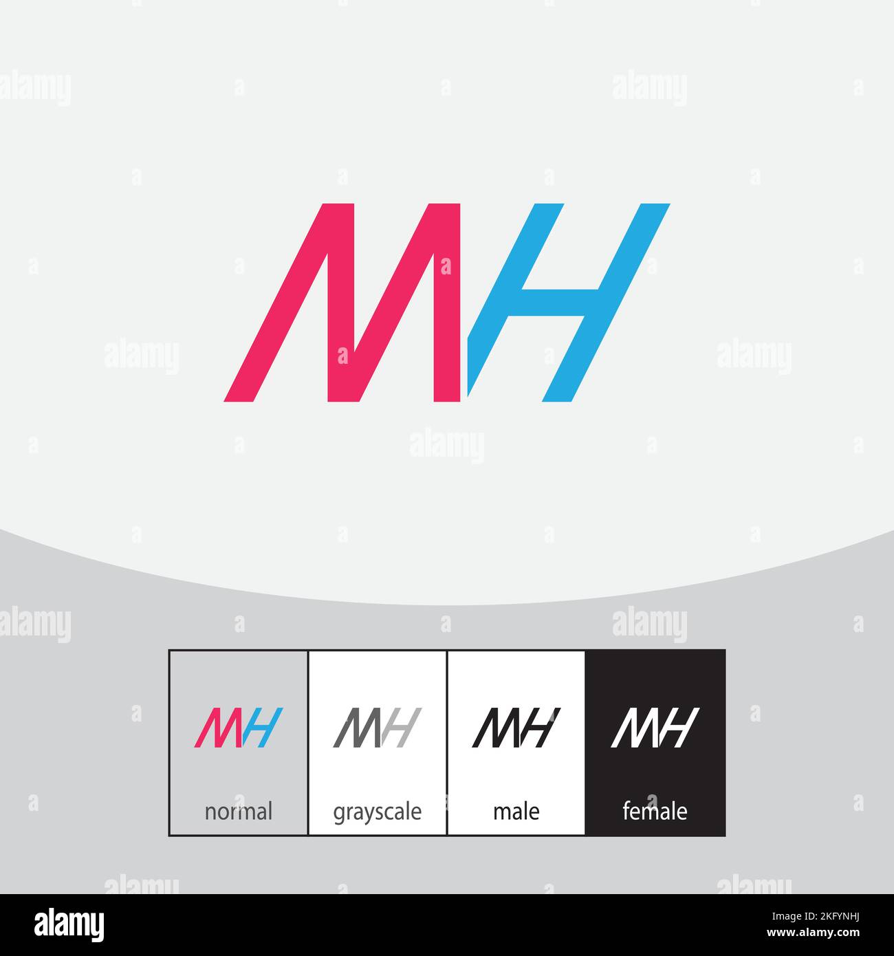 Design-Vektor für das MH-Logo. Vektorgrafik. Rot Stock Vektor