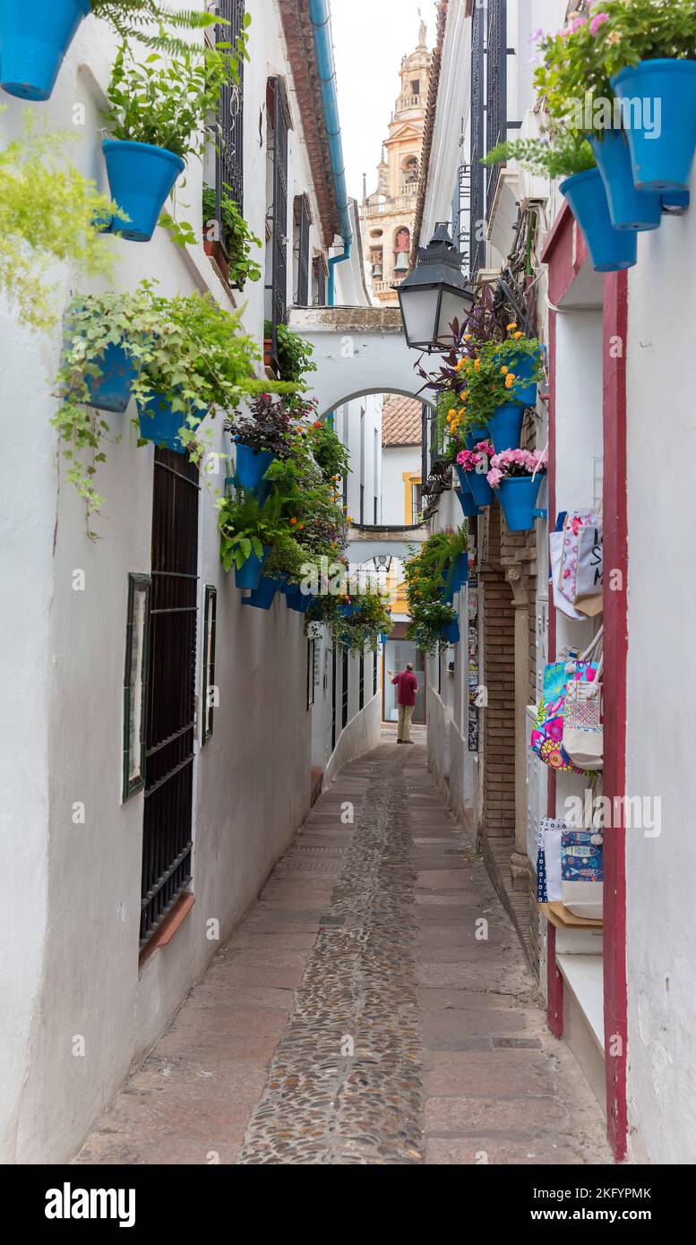 Schmale Gasse in Cordoba, Andalusien, Spanien Stockfoto