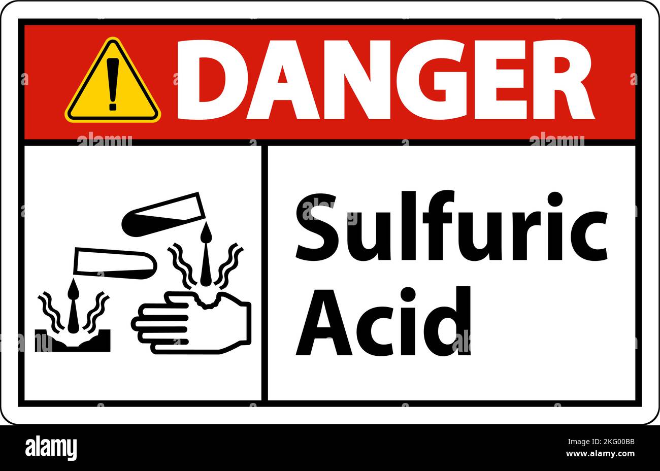 Warnschild Schwefelsäure Auf Weißem Hintergrund Stock Vektor
