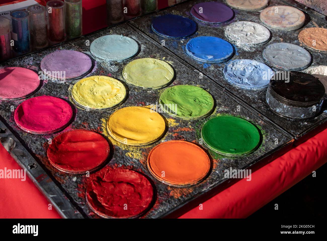 Art Paint Set mit Pinsel und Case Palette / Painting Artist Stockfoto