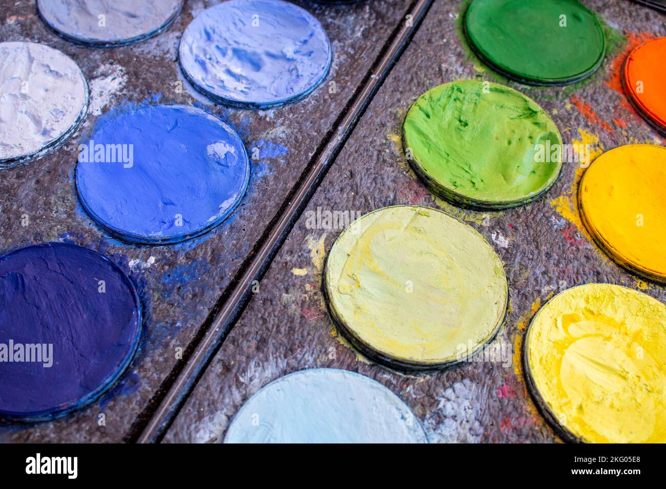Art Paint Set mit Pinsel und Case Palette / Painting Artist Stockfoto