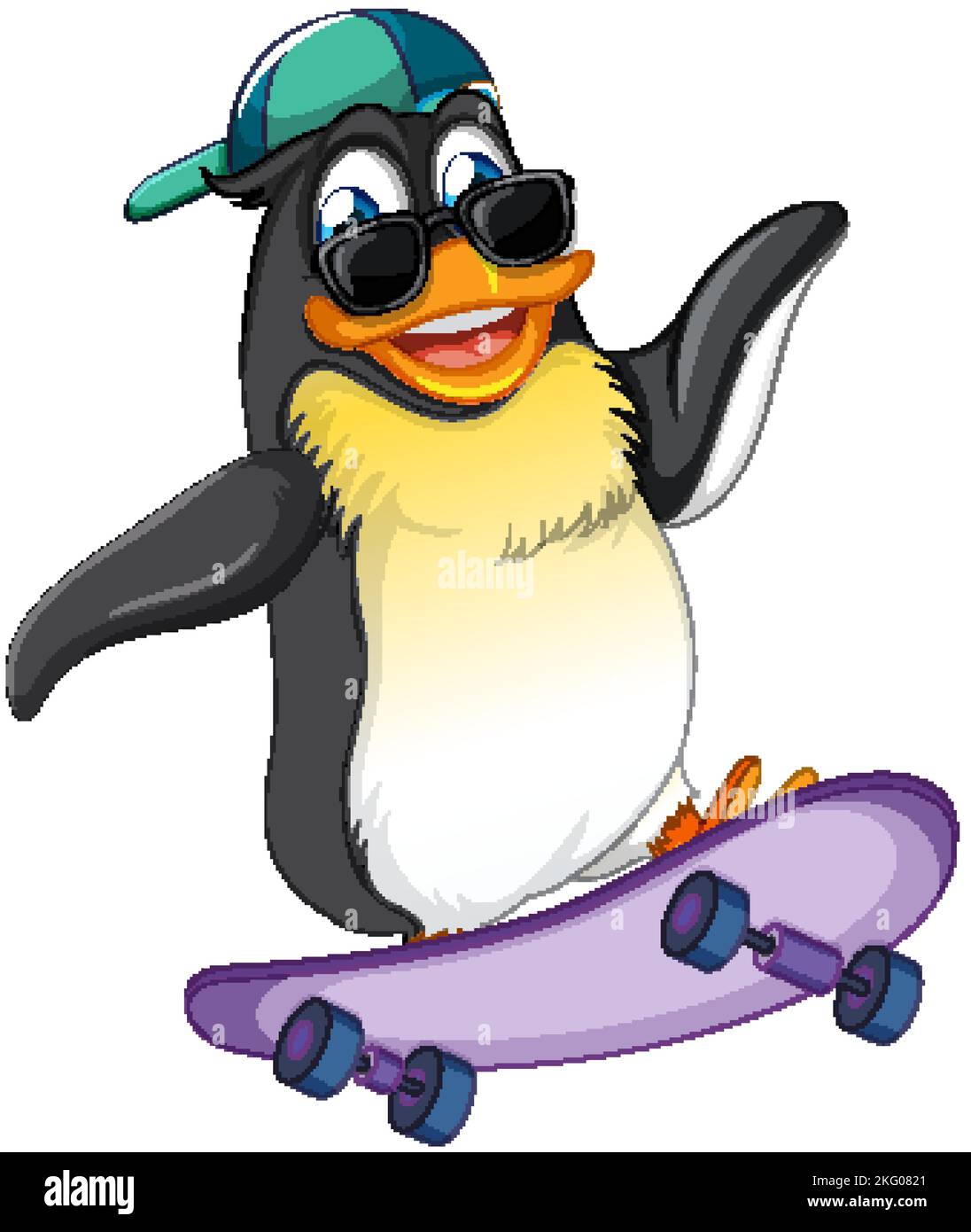 Niedliche Pinguin Cartoon-Figur Skateboarding Illustration  Stock-Vektorgrafik - Alamy