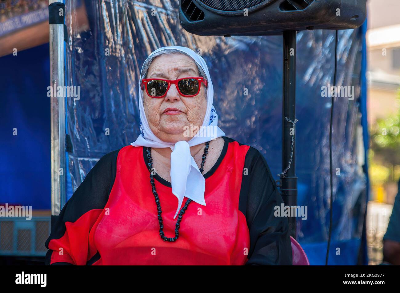 Buenos Aires, Argentinien. 18.. Februar 2016. Hebe de Bonafini, historische Leiterin der Mütter der Plaza de Mayo und Menschenrechtsaktivistin. Hebe de Bonafini starb am 20. November 2022 im Alter von 93 Jahren im Krankenhaus Italiano in La Plata, Buenos Aires. (Bild: © Patricio Murphy/SOPA Images via ZUMA Press Wire) Stockfoto