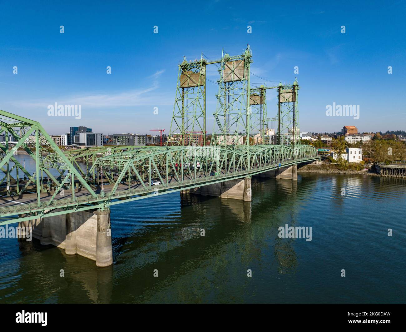 Die I-5 Bridge über den Columbia River verbindet Portland, Oregon, mit Vancouver, Washington Stockfoto