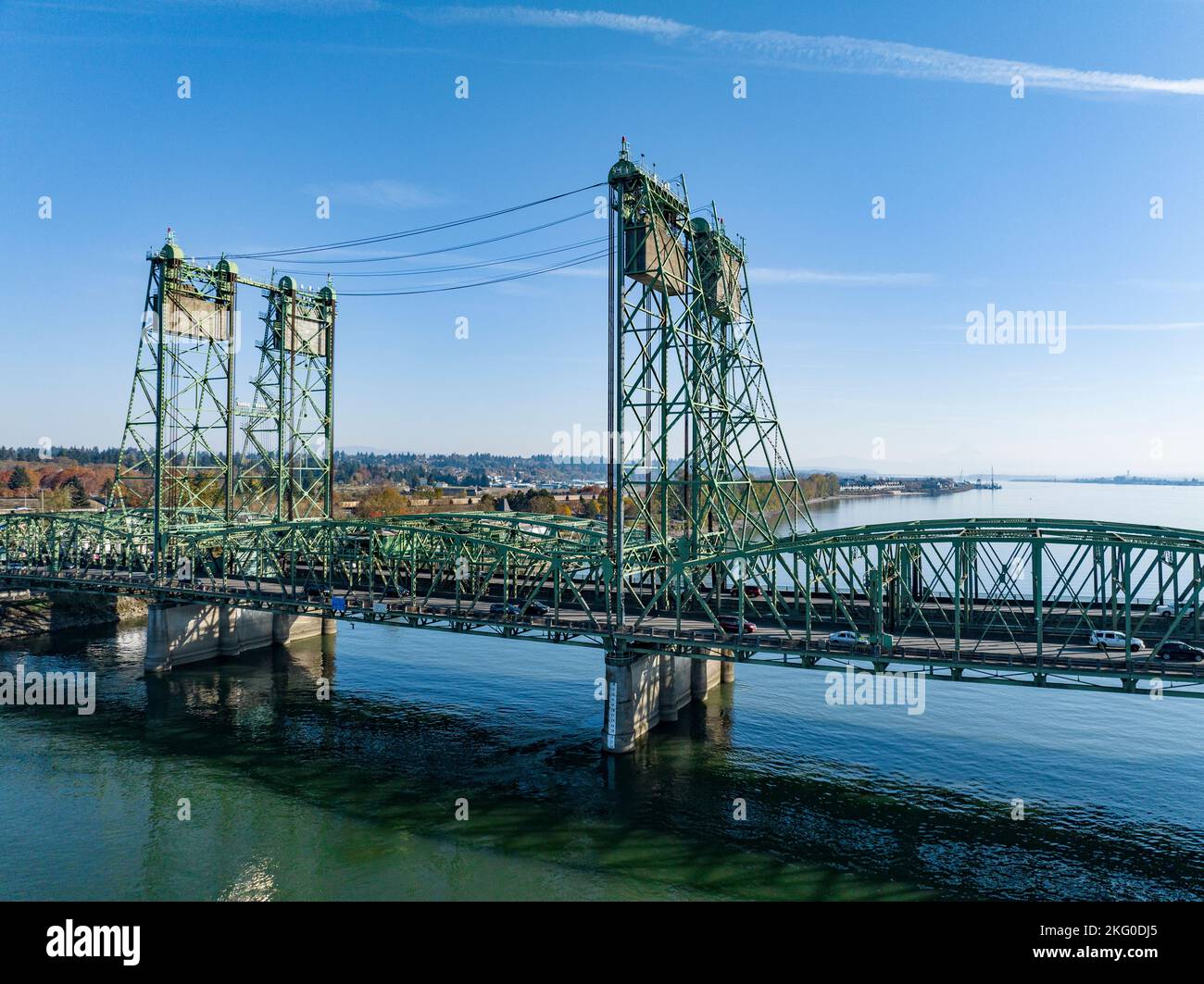 Die I-5 Bridge über den Columbia River verbindet Portland, Oregon, mit Vancouver, Washington Stockfoto