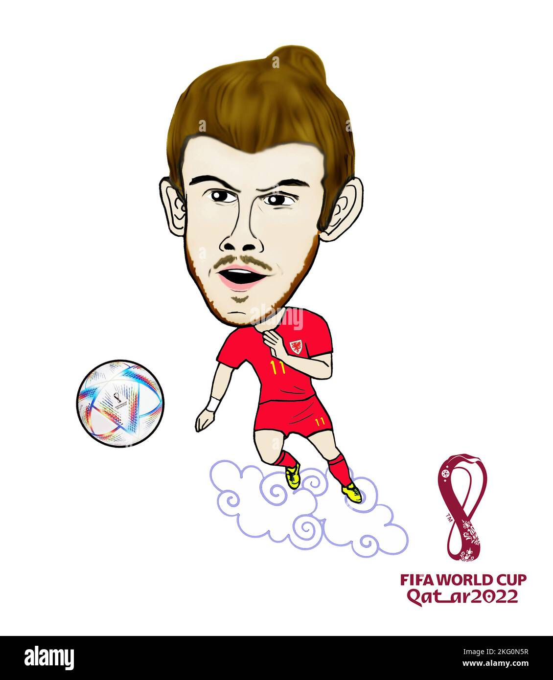 SHANGHAI, CHINA - 21. NOVEMBER 2022 - Katar 2022 Weltcup-Star-Comic: Gareth Bale£¨Wales£©, gezeichnet in Shanghai, China, 21. November 2022. Stockfoto