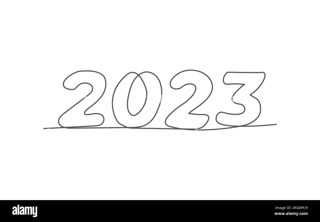 2023 eine Linie auf weißem Hintergrund Stock Vektor