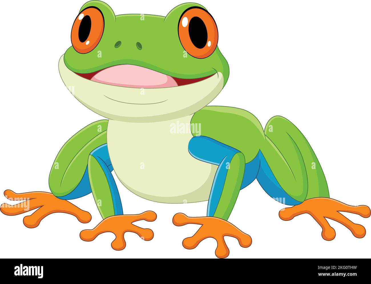 Cartoon glücklich Frosch auf weißem Hintergrund Stock Vektor