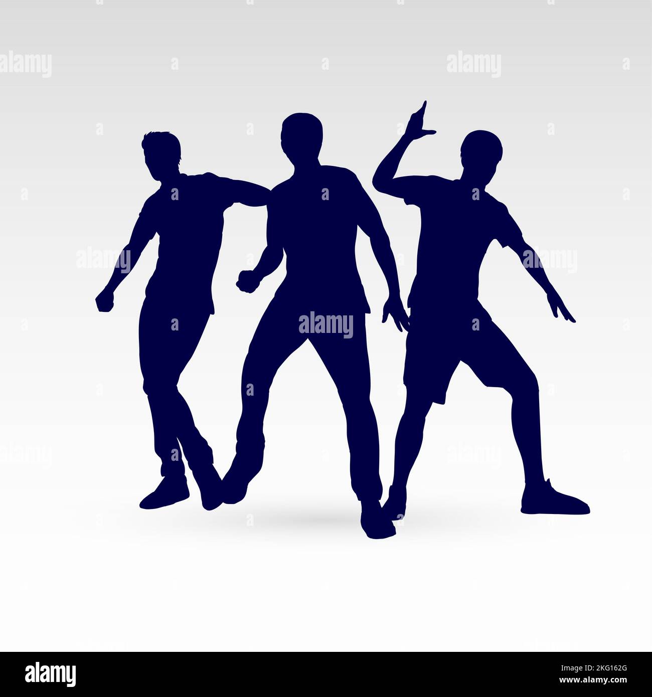 Set von Silhouette Dancing man in verschiedenen Posen auf der Tanzfläche Stock Vektor