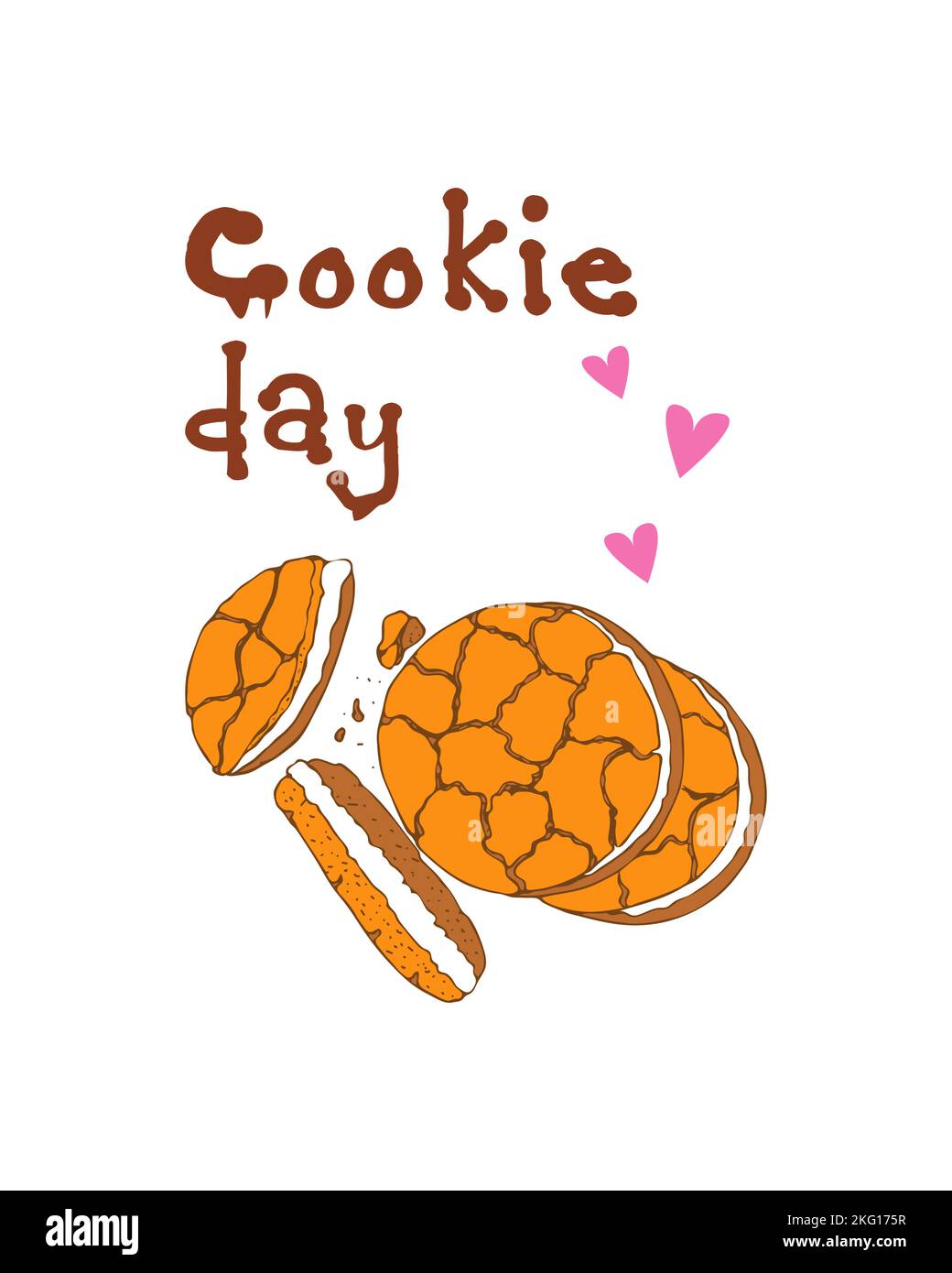 National Cookie Day, weißer Hintergrund und rosa Herzform. Vektorgrafik Stock Vektor