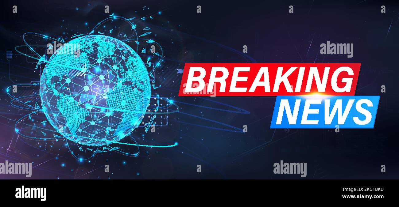 Dynamische Breaking News Hintergrund mit 3D Globus Hologramm Stock Vektor