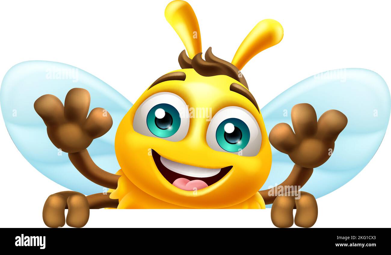 Honey Bumble Bee Cartoon Bumblebee Süße Maskottchen Stock Vektor