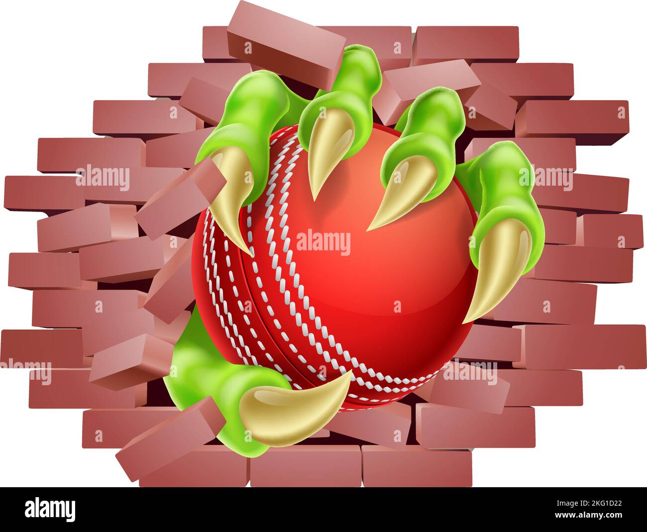 Cricket Ball Claw Breaking Through Wall Stock Vektor